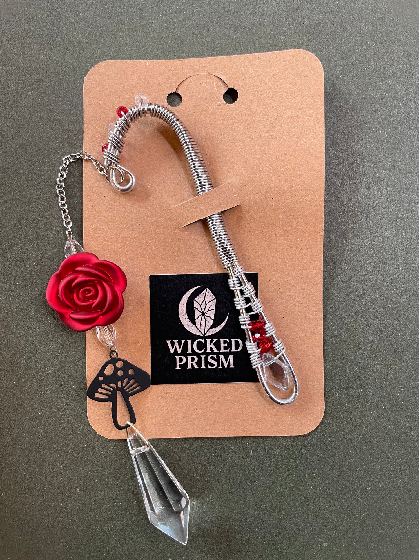 Crimson Rose & Mushroom Bookmark