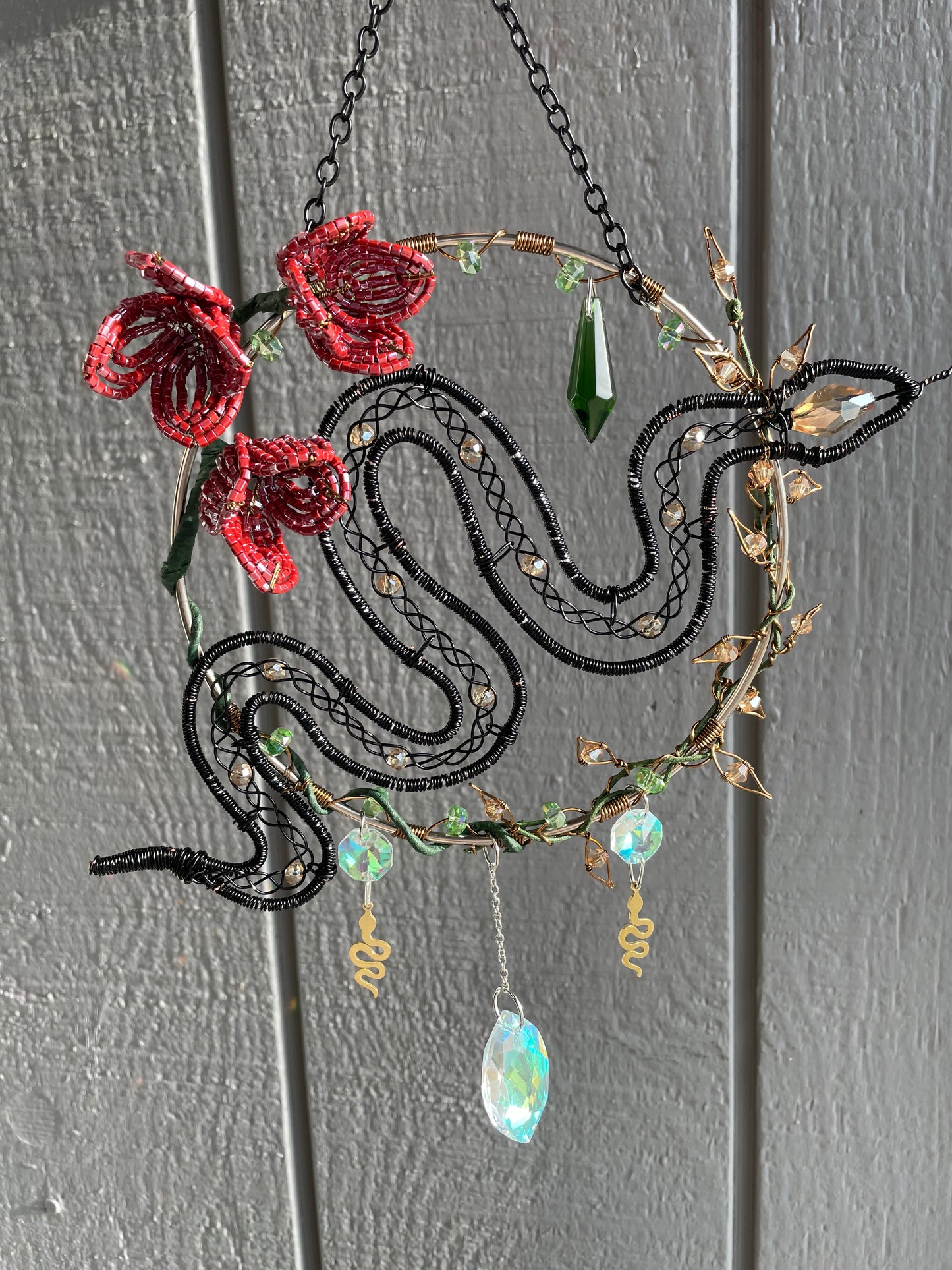 Black Serpent in Bloom-Sun Catcher