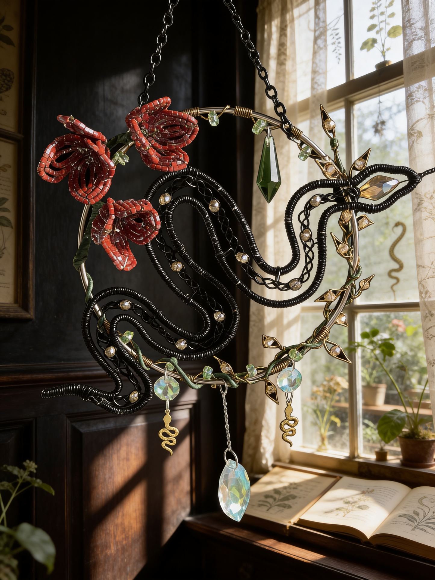 Black Serpent in Bloom-Sun Catcher